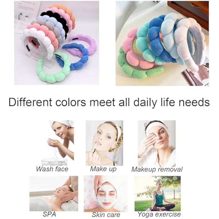 TYSSELY Spa Headbands for Washing Face, Makeup Headband, Skin Care Headbands, Bubble Facial Headband, Towel Headband,Hair Band Puffy headband… - Image 5